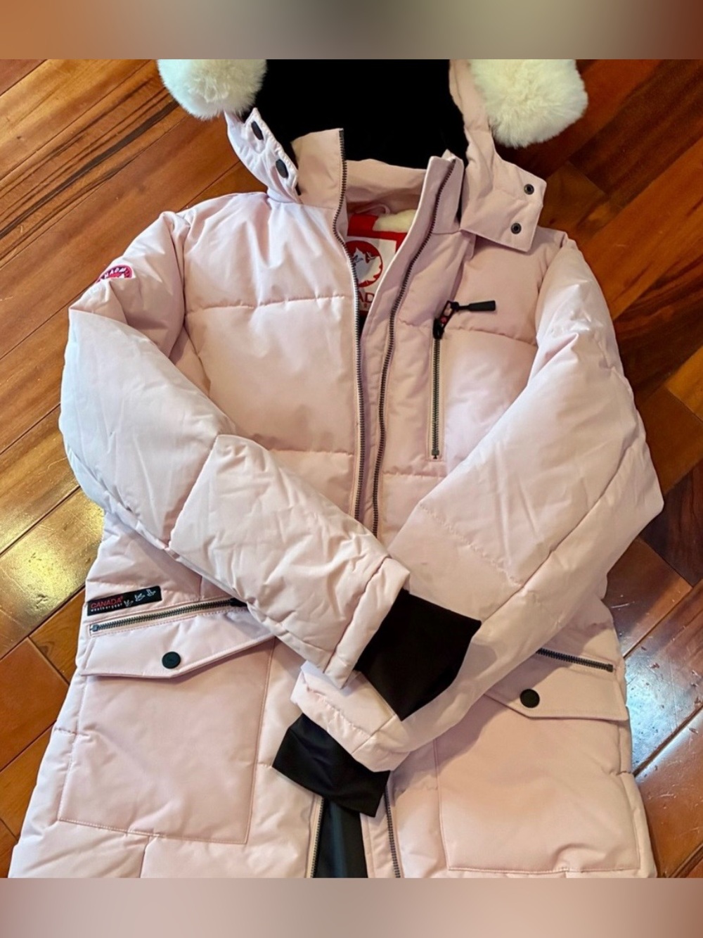 Canada Weather Gear NWT Blush Pink Faux Fur Hood Puffer Parka L - Picture 3 of 11